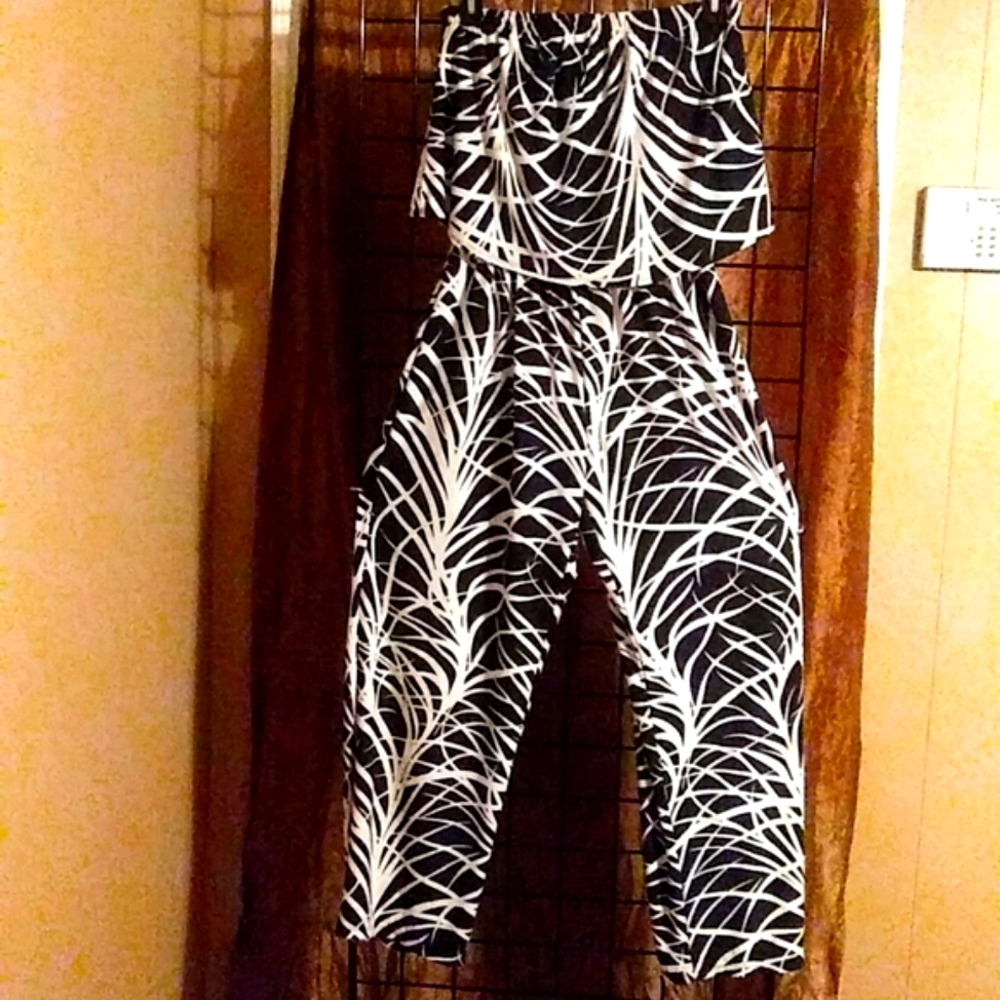 Black and White Halter Jumpsuit
